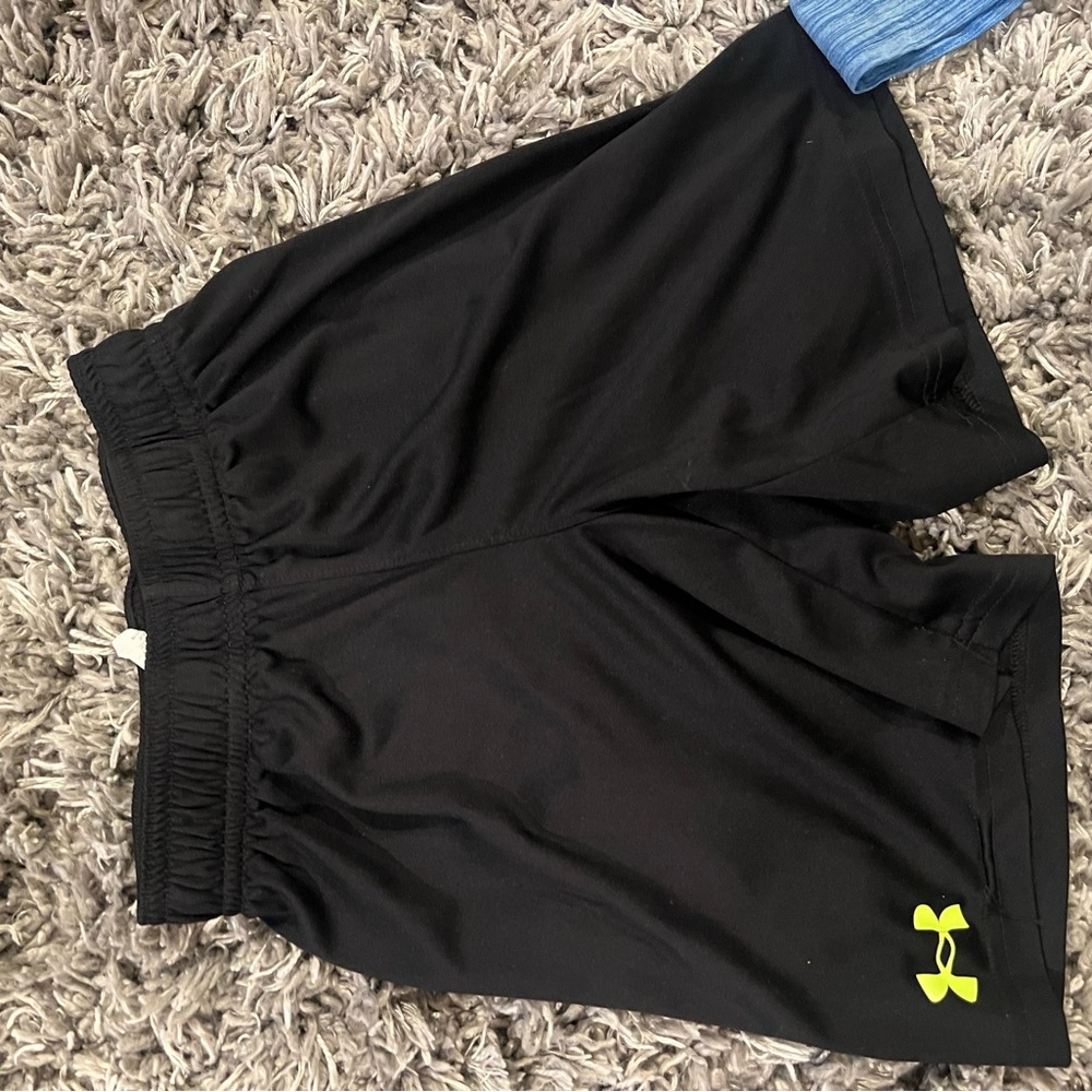 Under Armour Black Athletic Shorts with Yellow Logo